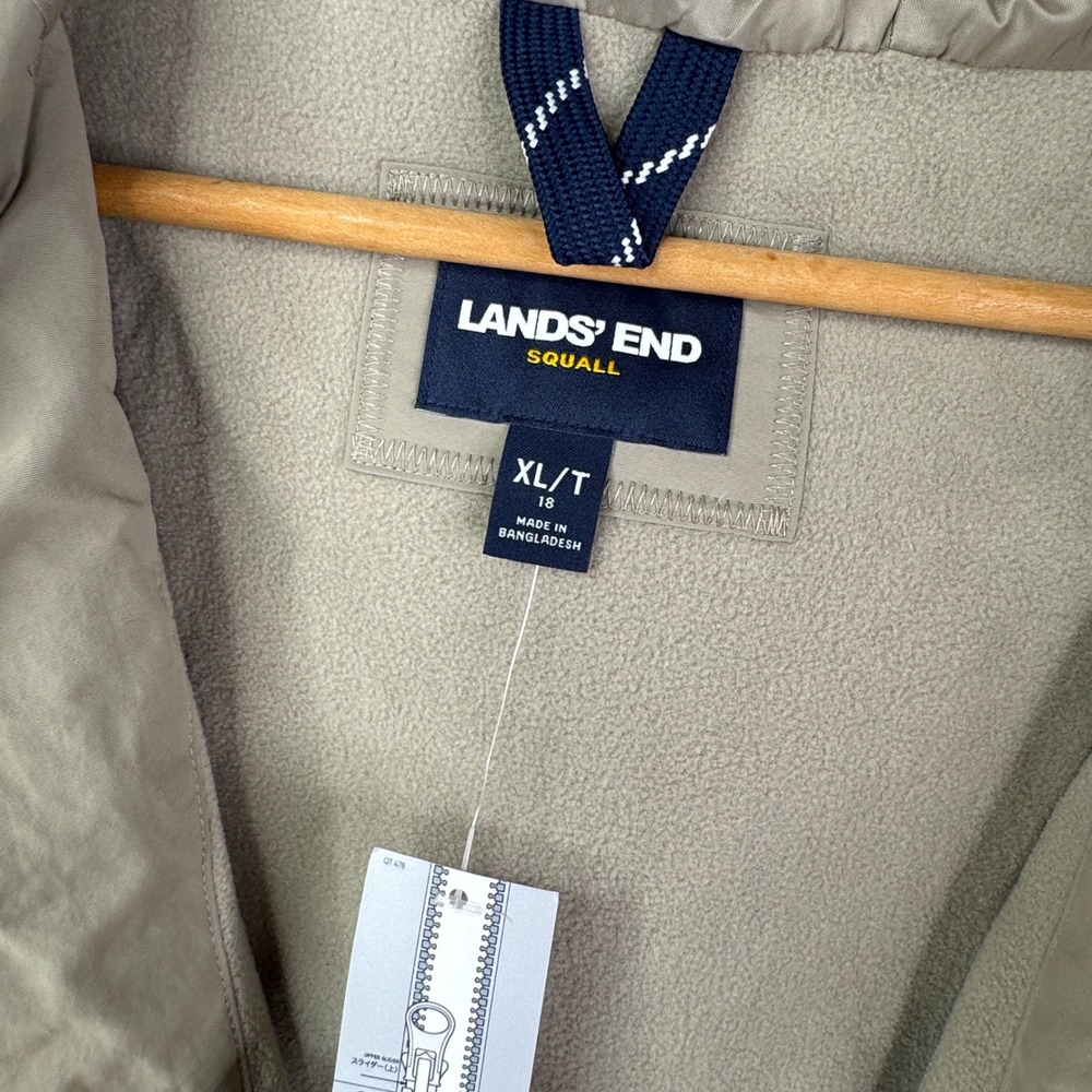 Lands End Squall Women's XL/T Tan Hooded Parka Jacket Waterproof Lined Preppy - Picture 5 of 11